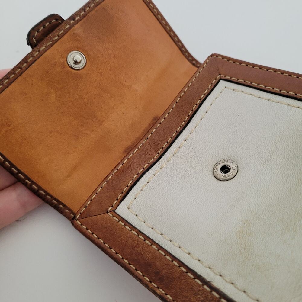 Coach Wallet Leather Bifold 5x4 Small White Brown Buckle Retro Vintage Two Tone - Picture 8 of 12